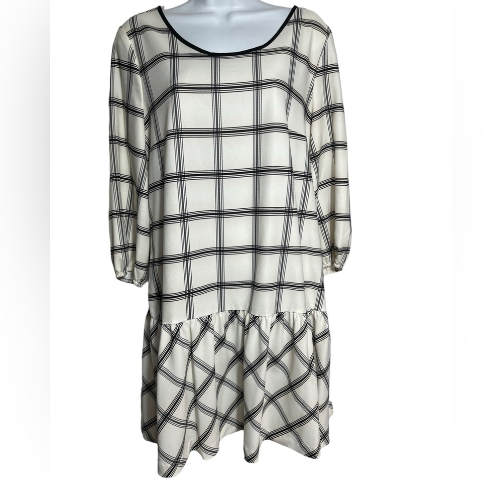 ECI New York dress size 10 cute‎ black & cream plaid casual dress 🖤🖤